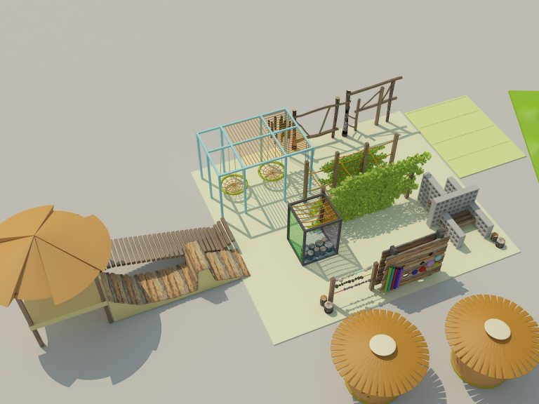 Modularno igralište za decu prilagodljivo različitim površinama ugostiteljskog objekta